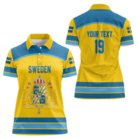 Sweden Ice Hockey Custom Women Polo Shirt Swedish Coat of Arms Design