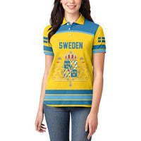 Sweden Ice Hockey Custom Women Polo Shirt Swedish Coat of Arms Design