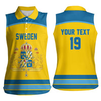 Sweden Ice Hockey Custom Women Sleeveless Polo Shirt Swedish Coat of Arms Design