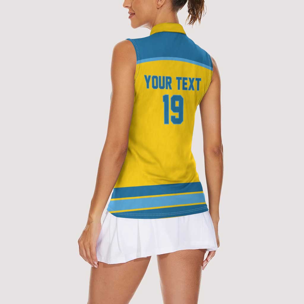 Sweden Ice Hockey Custom Women Sleeveless Polo Shirt Swedish Coat of Arms Design