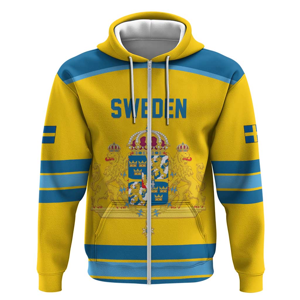 Sweden Ice Hockey Custom Zip Hoodie Swedish Coat of Arms Design