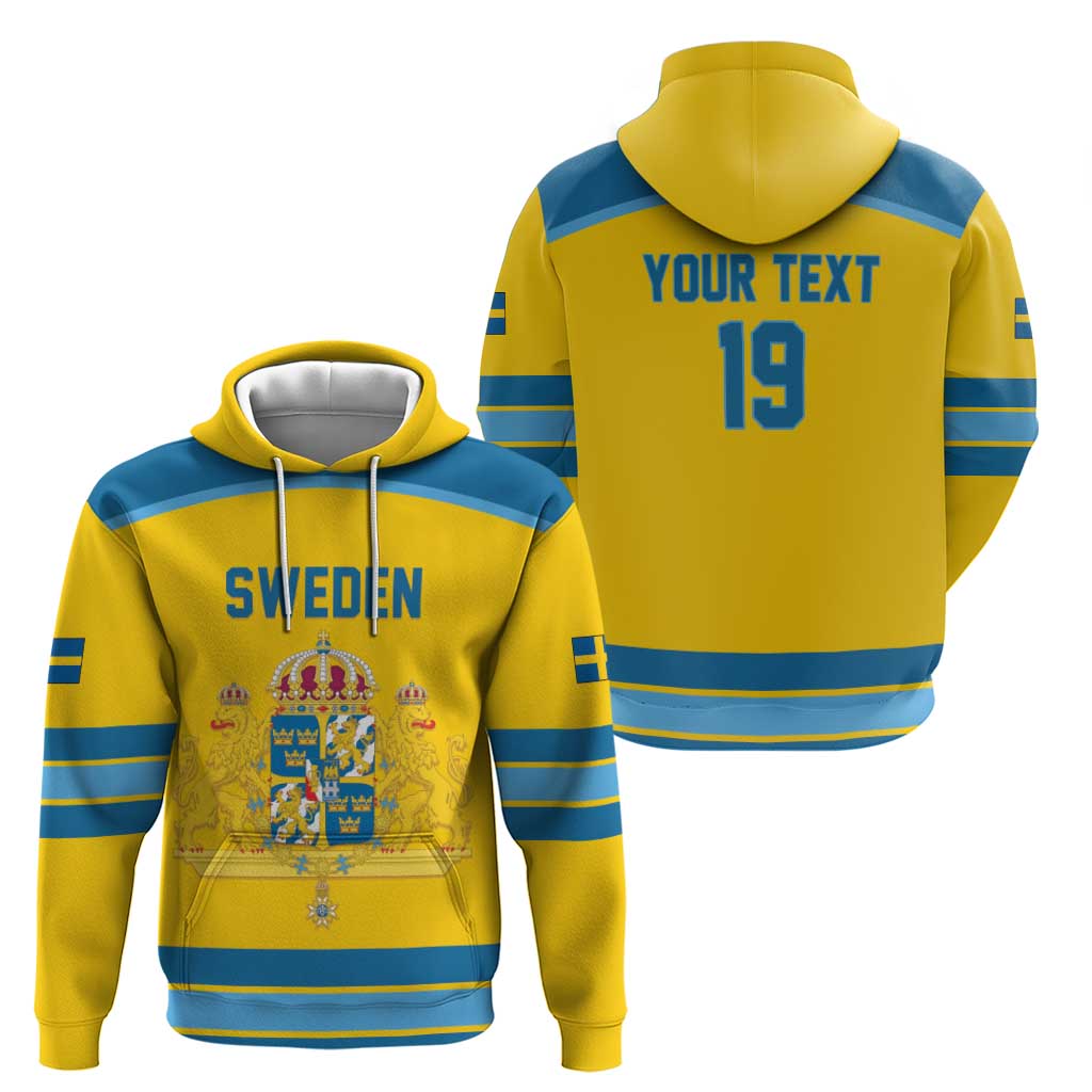 Sweden Ice Hockey Custom Zip Hoodie Swedish Coat of Arms Design