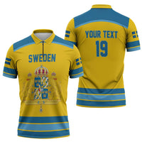Sweden Ice Hockey Custom Zipper Polo Shirt Swedish Coat of Arms Design