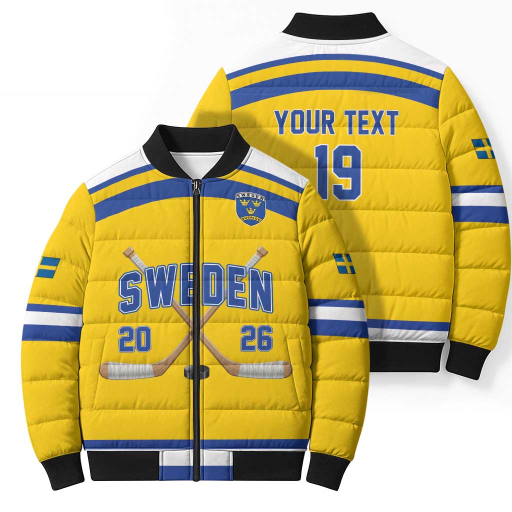 Sweden Ice Hockey Custom Bomber Puffer Jacket Go Tre Kronor Champions
