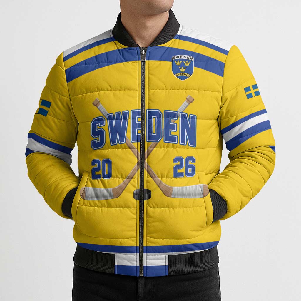 Sweden Ice Hockey Custom Bomber Puffer Jacket Go Tre Kronor Champions