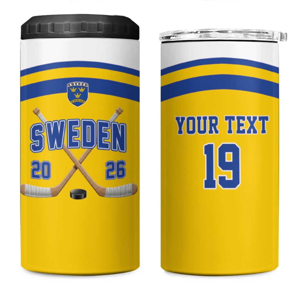 Sweden Ice Hockey Custom 4 in 1 Can Cooler Tumbler Go Tre Kronor Champions