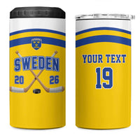 Sweden Ice Hockey Custom 4 in 1 Can Cooler Tumbler Go Tre Kronor Champions