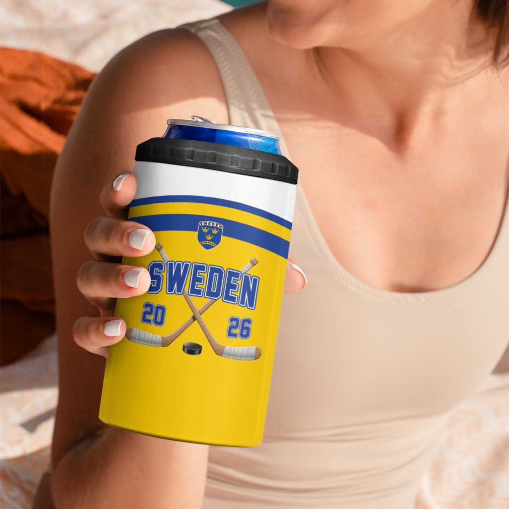 Sweden Ice Hockey Custom 4 in 1 Can Cooler Tumbler Go Tre Kronor Champions