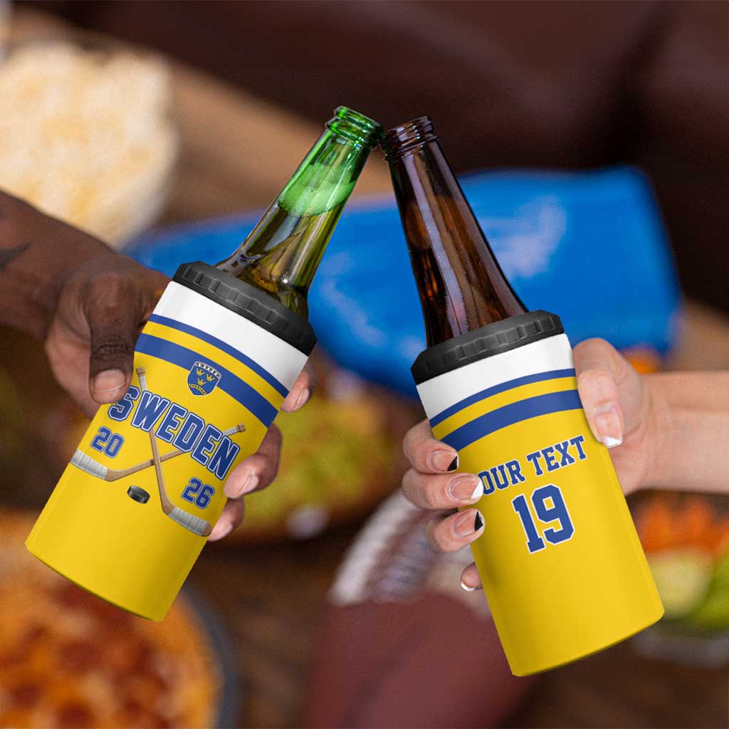 Sweden Ice Hockey Custom 4 in 1 Can Cooler Tumbler Go Tre Kronor Champions