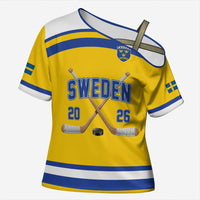Sweden Ice Hockey Custom Cross Shoulder Shirt Go Tre Kronor Champions