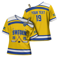 Sweden Ice Hockey Custom Cross Shoulder Shirt Go Tre Kronor Champions