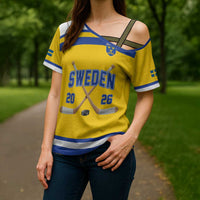 Sweden Ice Hockey Custom Cross Shoulder Shirt Go Tre Kronor Champions