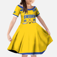 Sweden Ice Hockey Custom Kid Short Sleeve Dress Go Tre Kronor Champions