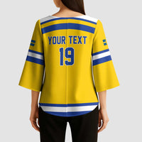 Sweden Ice Hockey Custom Kimono Sleeve Blouse Go Tre Kronor Champions