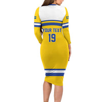 Sweden Ice Hockey Custom Long Sleeve Bodycon Dress Go Tre Kronor Champions