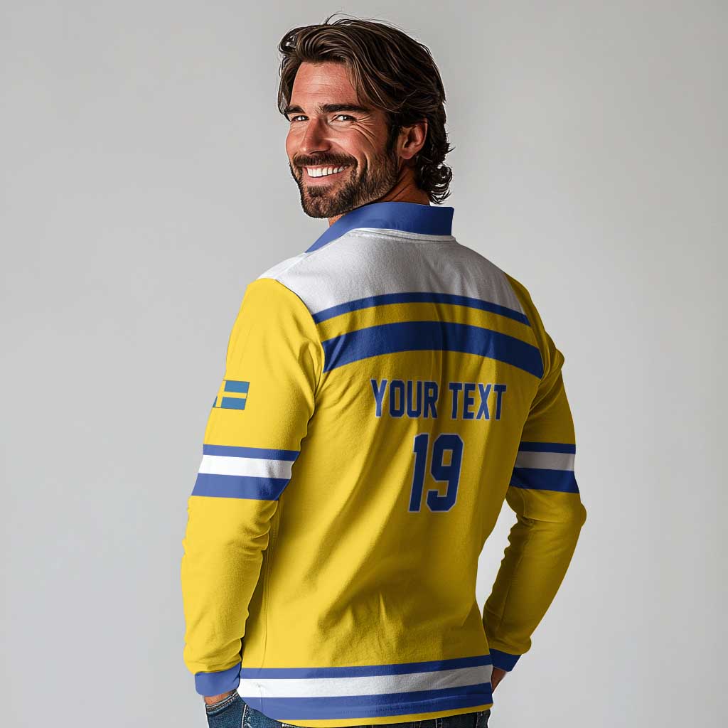 Sweden Ice Hockey Custom Long Sleeve Polo Shirt Go Tre Kronor Champions