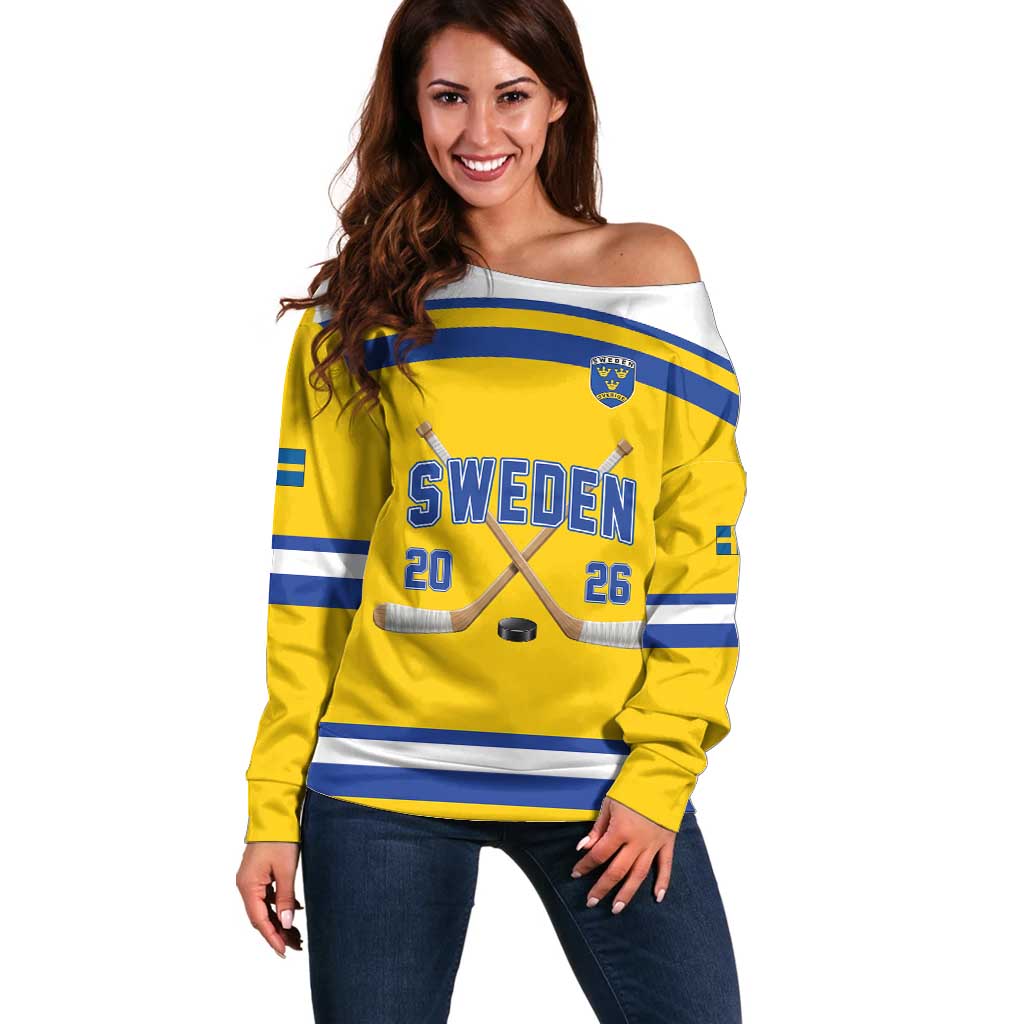 Sweden Ice Hockey Custom Off Shoulder Sweater Go Tre Kronor Champions