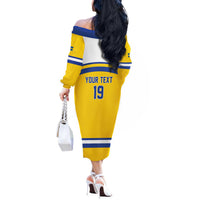 Sweden Ice Hockey Custom Off The Shoulder Long Sleeve Dress Go Tre Kronor Champions
