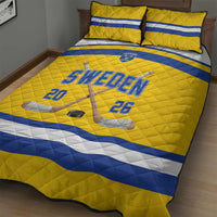 Sweden Ice Hockey Quilt Bed Set Go Tre Kronor Champions