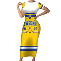 Sweden Ice Hockey Custom Short Sleeve Bodycon Dress Go Tre Kronor Champions
