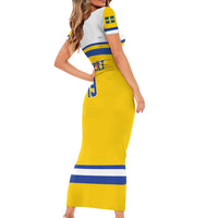 Sweden Ice Hockey Custom Short Sleeve Bodycon Dress Go Tre Kronor Champions