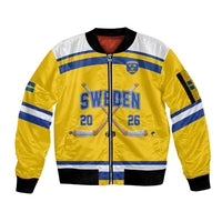 Sweden Ice Hockey Custom Sleeve Zip Bomber Jacket Go Tre Kronor Champions