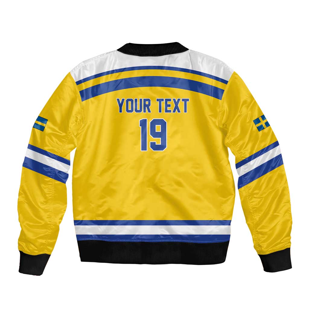 Sweden Ice Hockey Custom Sleeve Zip Bomber Jacket Go Tre Kronor Champions