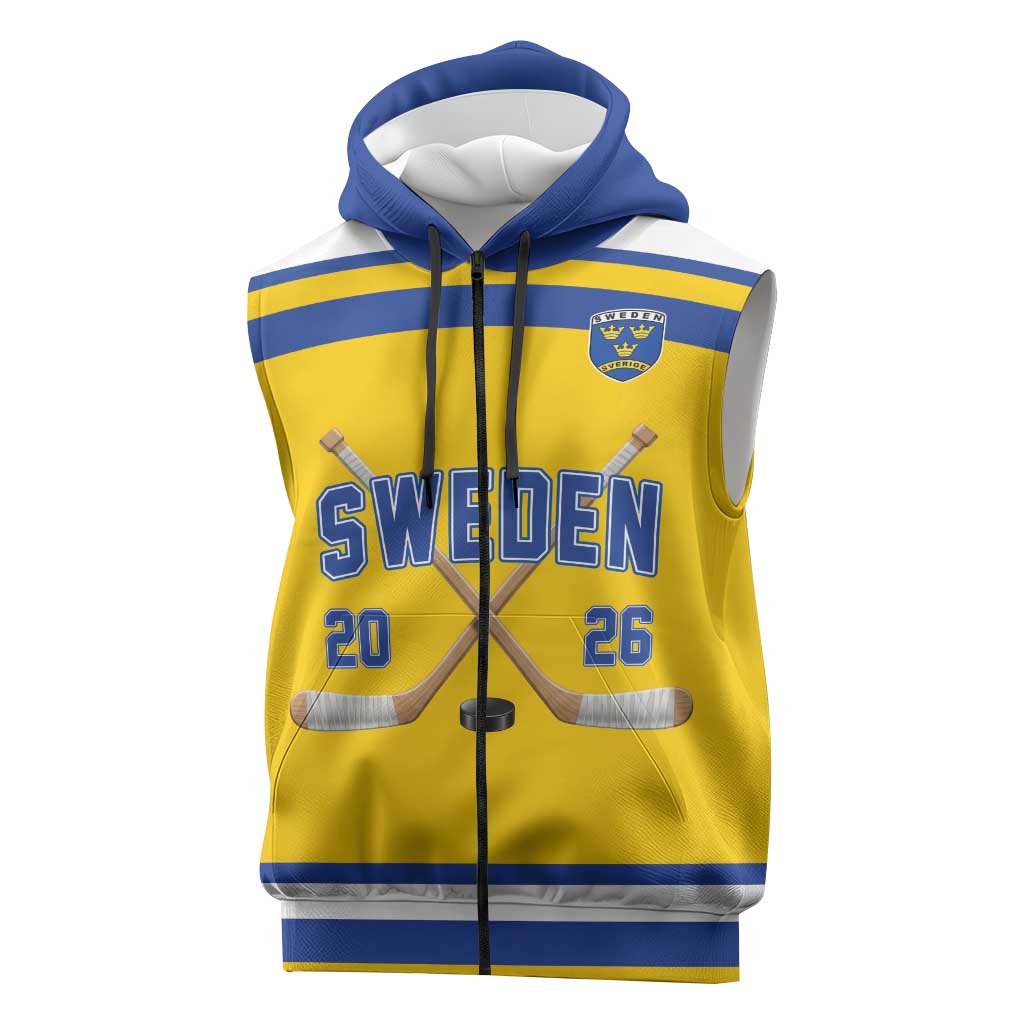 Sweden Ice Hockey Custom Sleeveless Zip Hoodie Go Tre Kronor Champions
