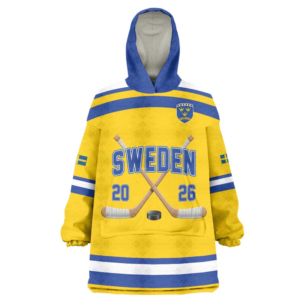 Sweden Ice Hockey Custom Wearable Blanket Hoodie Go Tre Kronor Champions