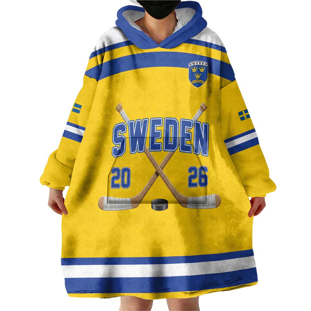 Sweden Ice Hockey Custom Wearable Blanket Hoodie Go Tre Kronor Champions