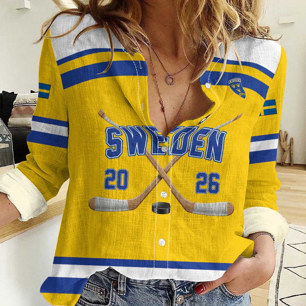 Sweden Ice Hockey Custom Women Casual Shirt Go Tre Kronor Champions