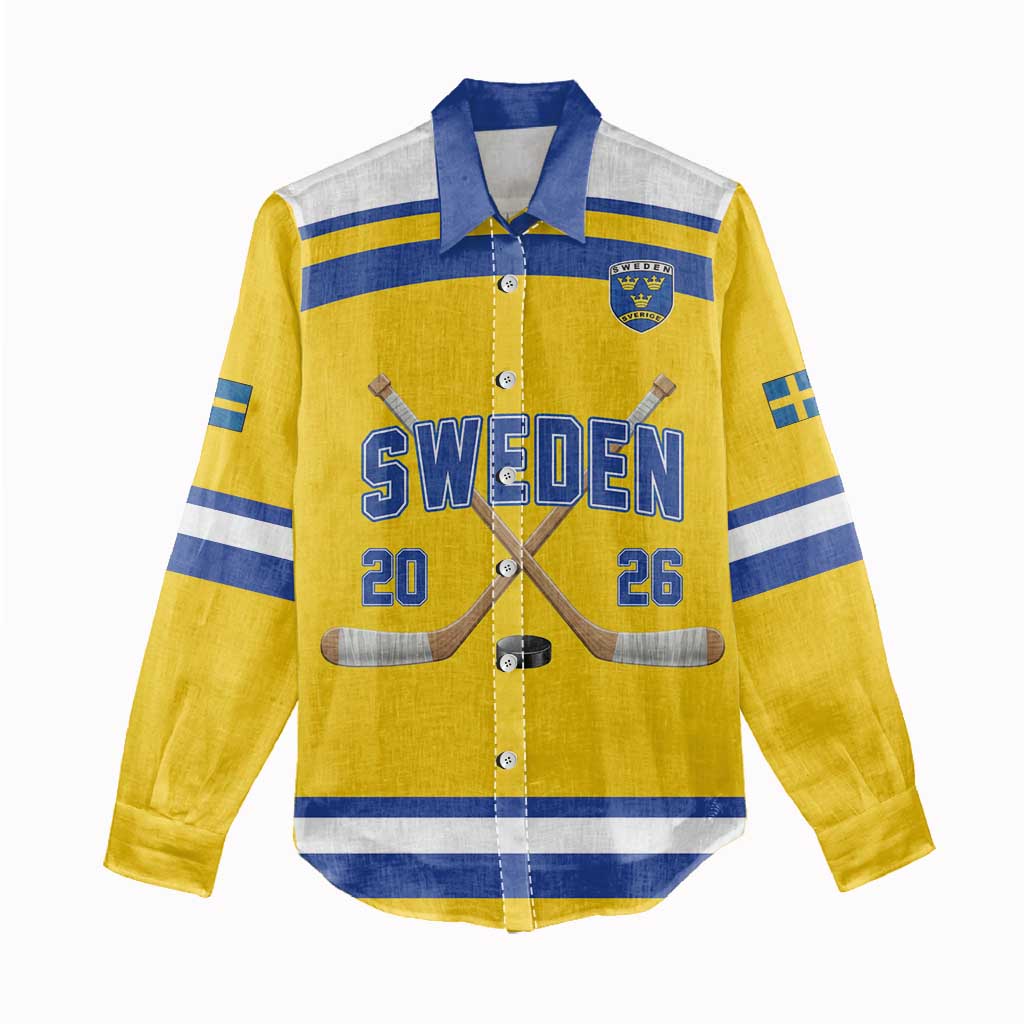 Sweden Ice Hockey Custom Women Casual Shirt Go Tre Kronor Champions