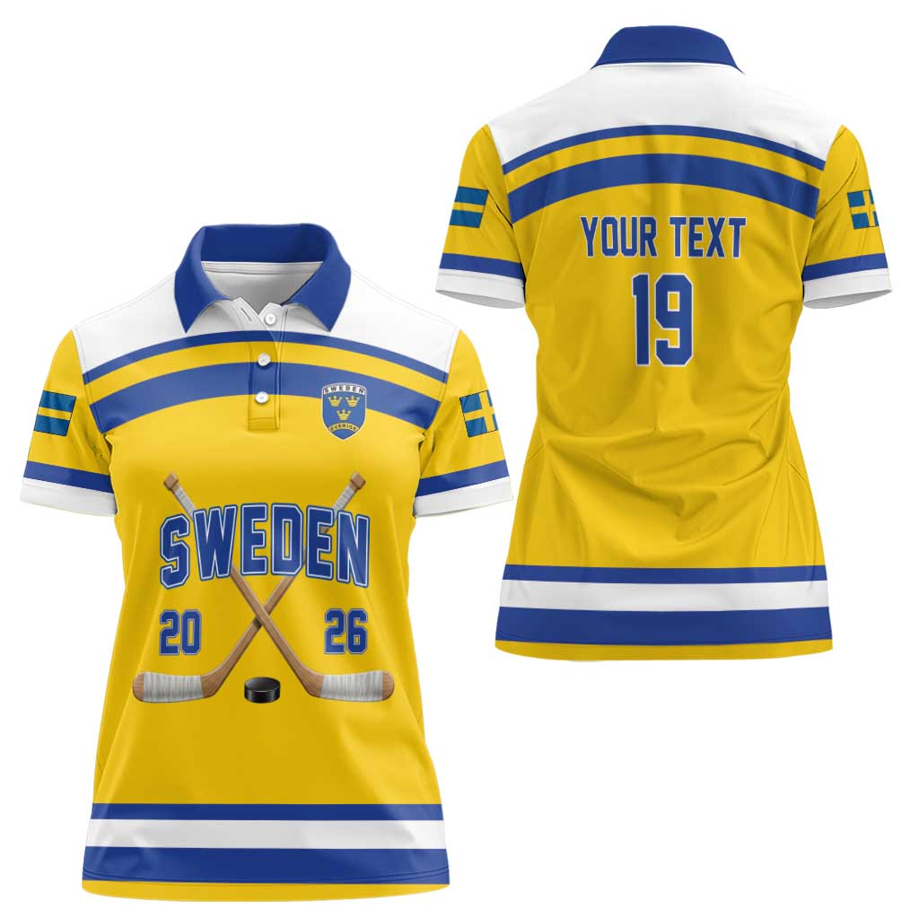Sweden Ice Hockey Custom Women Polo Shirt Go Tre Kronor Champions