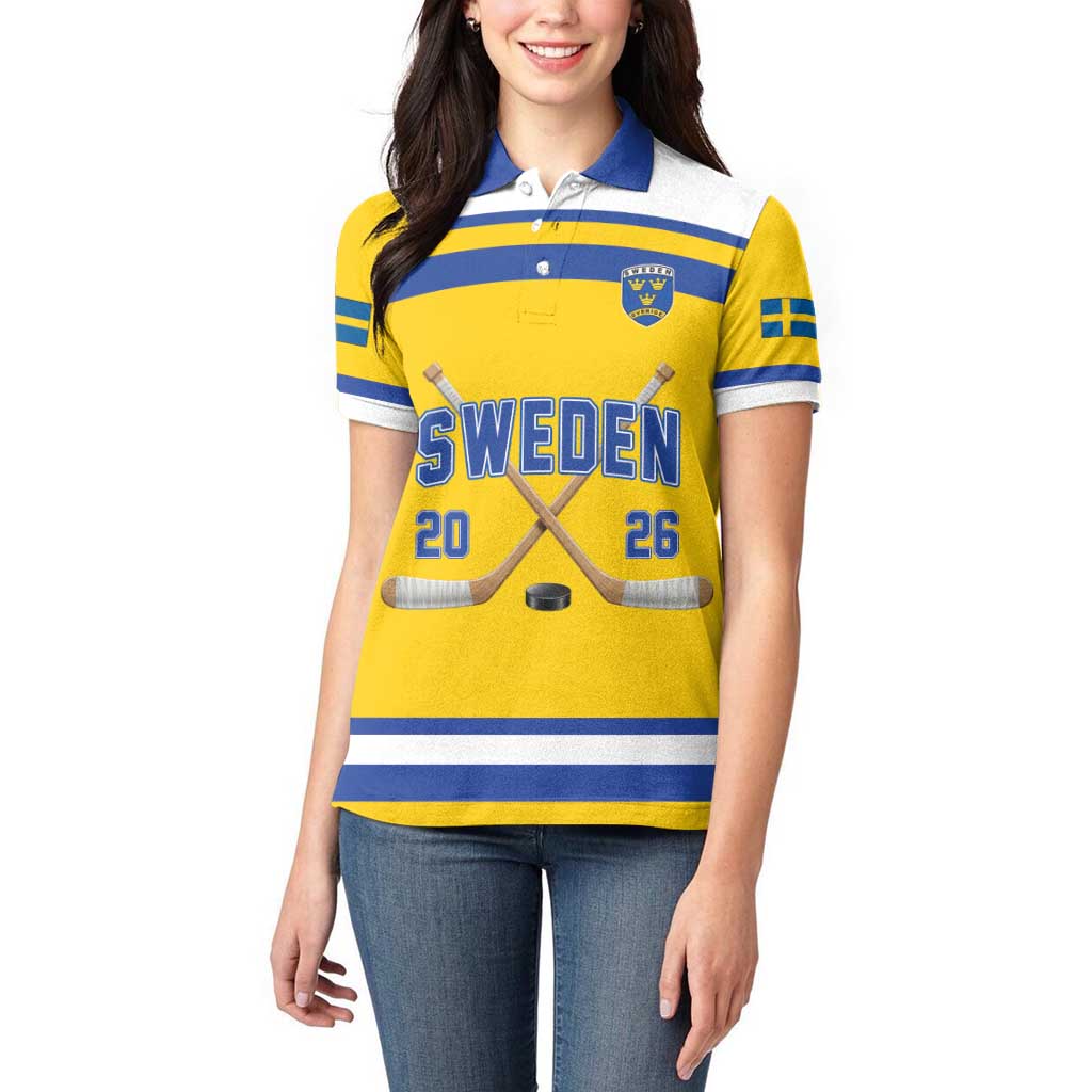 Sweden Ice Hockey Custom Women Polo Shirt Go Tre Kronor Champions