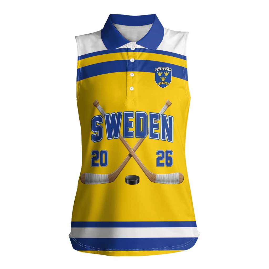 Sweden Ice Hockey Custom Women Sleeveless Polo Shirt Go Tre Kronor Champions