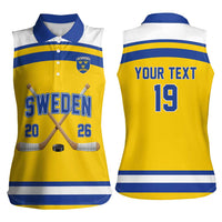 Sweden Ice Hockey Custom Women Sleeveless Polo Shirt Go Tre Kronor Champions