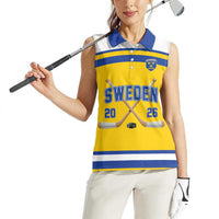 Sweden Ice Hockey Custom Women Sleeveless Polo Shirt Go Tre Kronor Champions