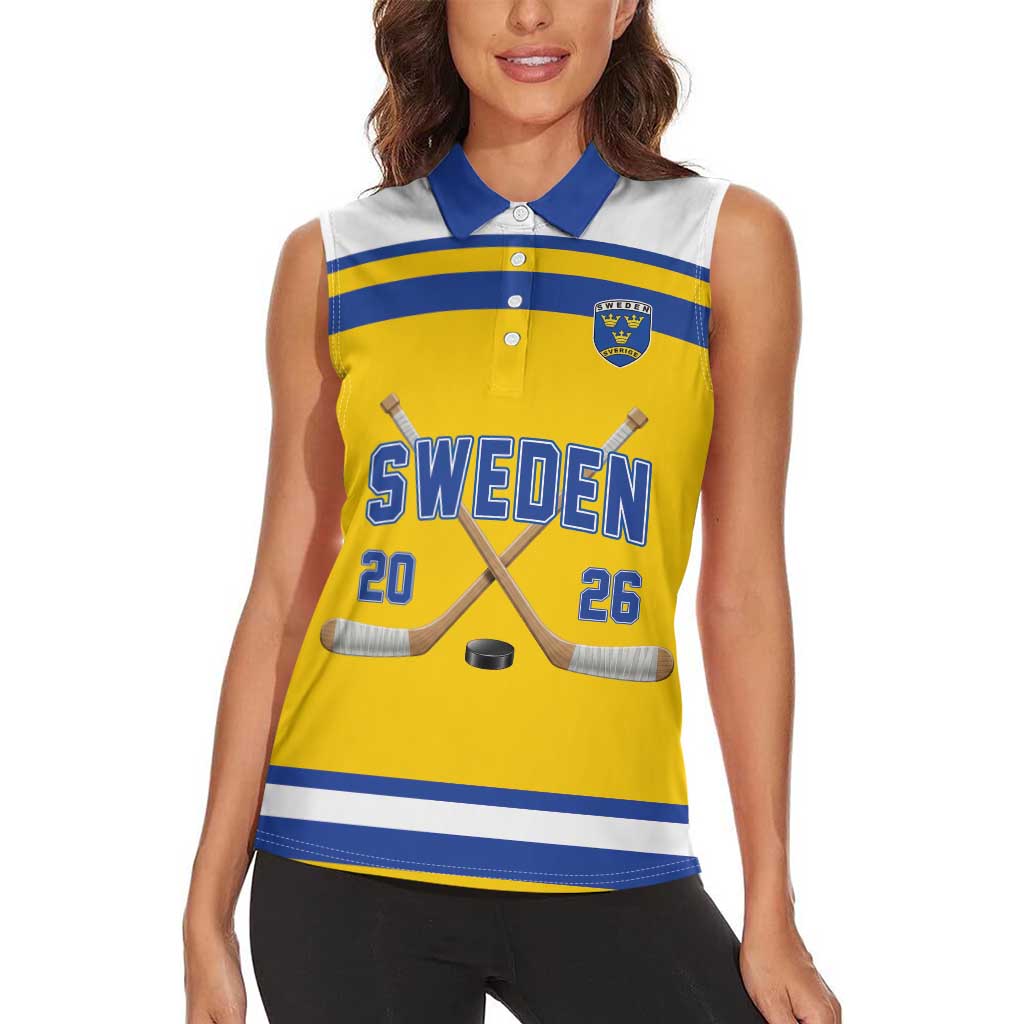 Sweden Ice Hockey Custom Women Sleeveless Polo Shirt Go Tre Kronor Champions