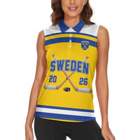 Sweden Ice Hockey Custom Women Sleeveless Polo Shirt Go Tre Kronor Champions