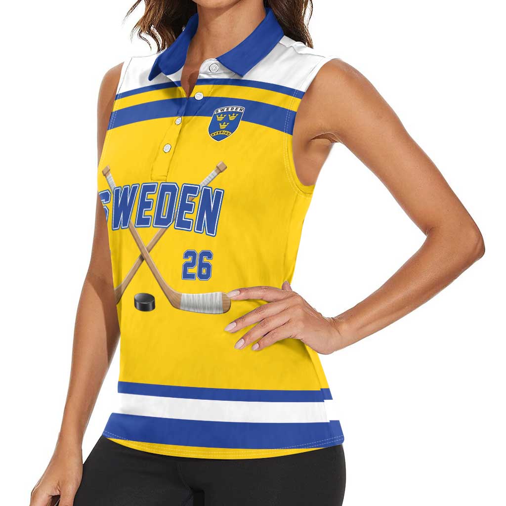 Sweden Ice Hockey Custom Women Sleeveless Polo Shirt Go Tre Kronor Champions