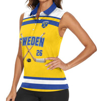 Sweden Ice Hockey Custom Women Sleeveless Polo Shirt Go Tre Kronor Champions