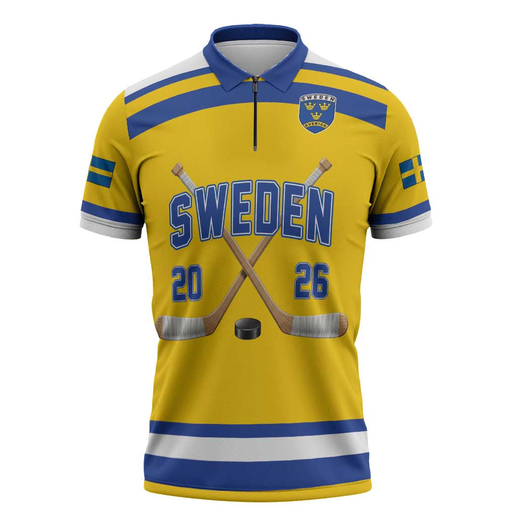 Sweden Ice Hockey Custom Zipper Polo Shirt Go Tre Kronor Champions