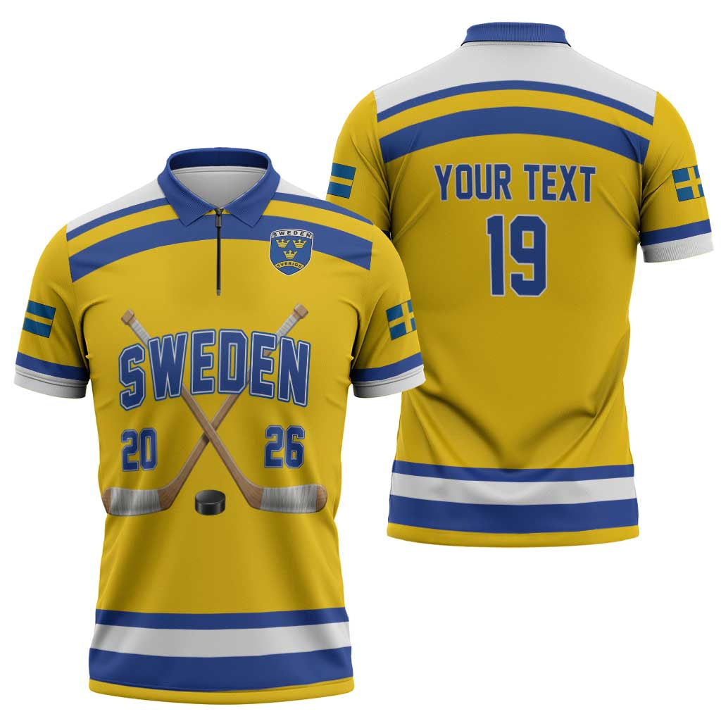 Sweden Ice Hockey Custom Zipper Polo Shirt Go Tre Kronor Champions
