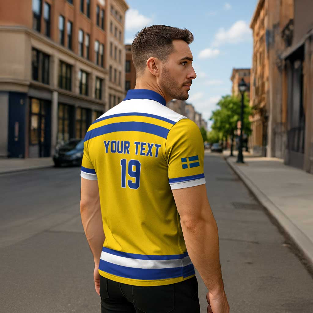 Sweden Ice Hockey Custom Zipper Polo Shirt Go Tre Kronor Champions