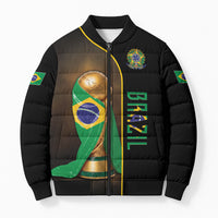 Personalized Brazil Football 2026 Bomber Puffer Jacket Trophy Flag Pride Art