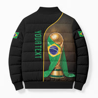 Personalized Brazil Football 2026 Bomber Puffer Jacket Trophy Flag Pride Art