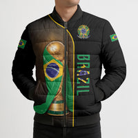 Personalized Brazil Football 2026 Bomber Puffer Jacket Trophy Flag Pride Art