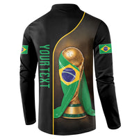Personalized Brazil Football 2026 Button Sweatshirt Trophy Flag Pride Art