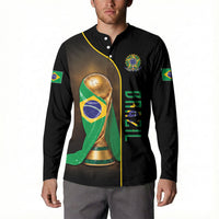 Personalized Brazil Football 2026 Button Sweatshirt Trophy Flag Pride Art