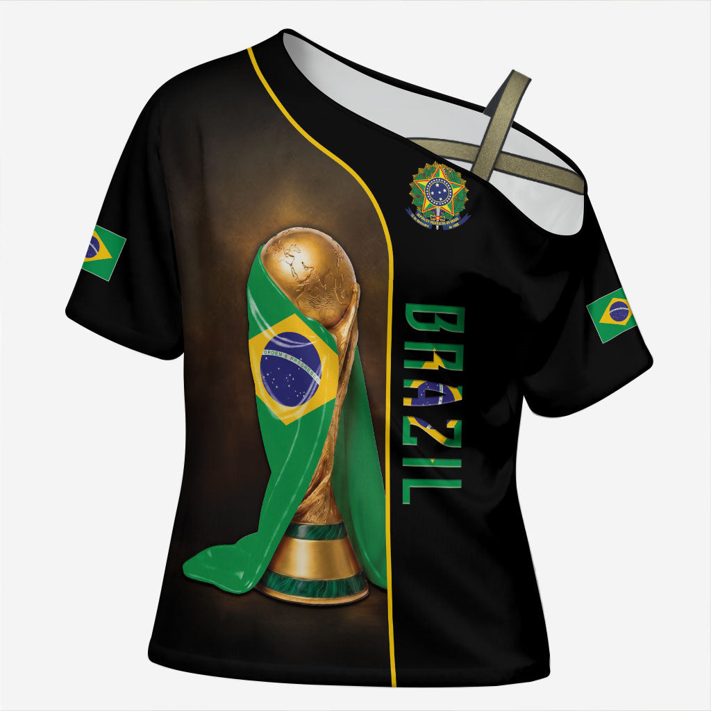 Personalized Brazil Football 2026 Cross Shoulder Shirt Trophy Flag Pride Art